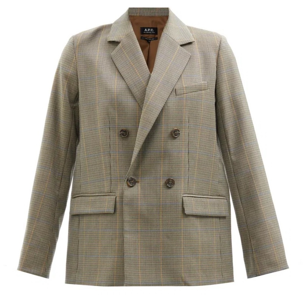 A.P.C. Prune Double-Breasted Houndstooth Wool Blazer - EU 34/US 2